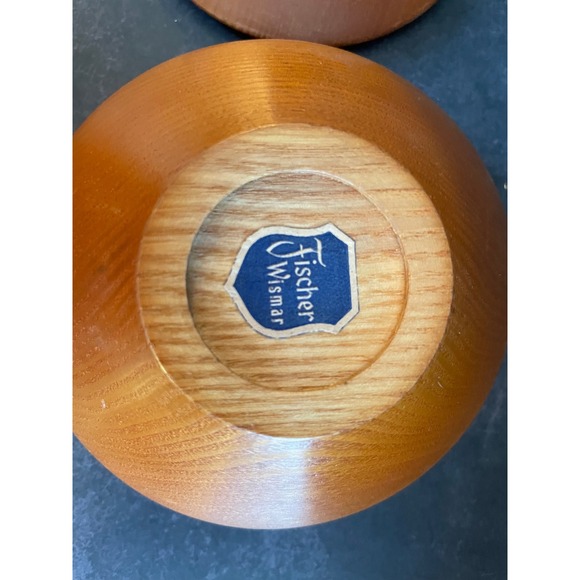 Vintage Fischer Wismar Turned Wood Lidded Bowl Mid Century Modern German Decor - Picture 9 of 12